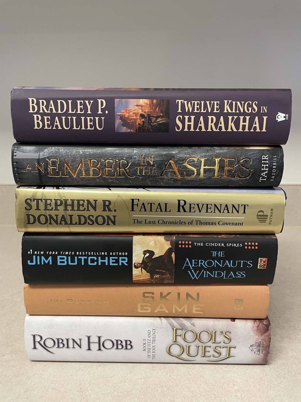 Lot of 6 Fantasy HC Books Jim Butcher Robin Hobb Sabaa Tahir Donaldson Beaulieu