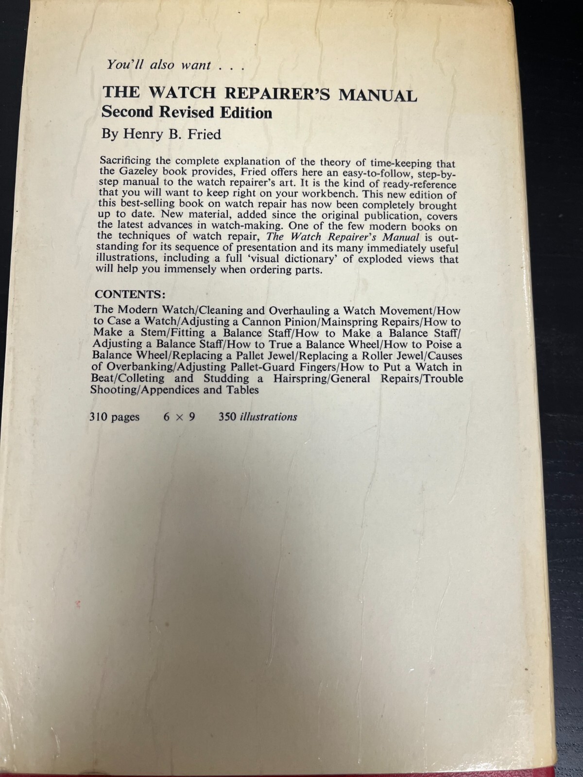 Watch and Clock Making and Repairing 2nd Edition 1965 Hardcover W.J. Gazeley