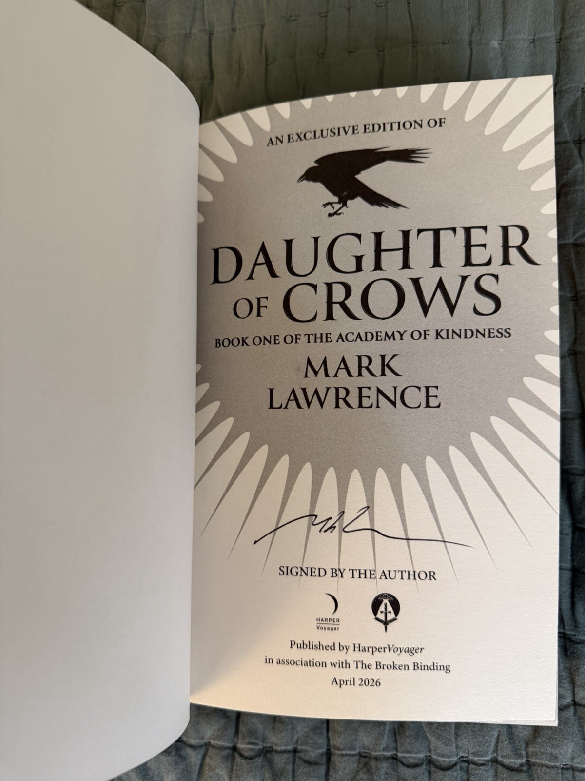 Daughter of Crows by Mark Lawrence Signed Exclusive Edition The Broken Binding