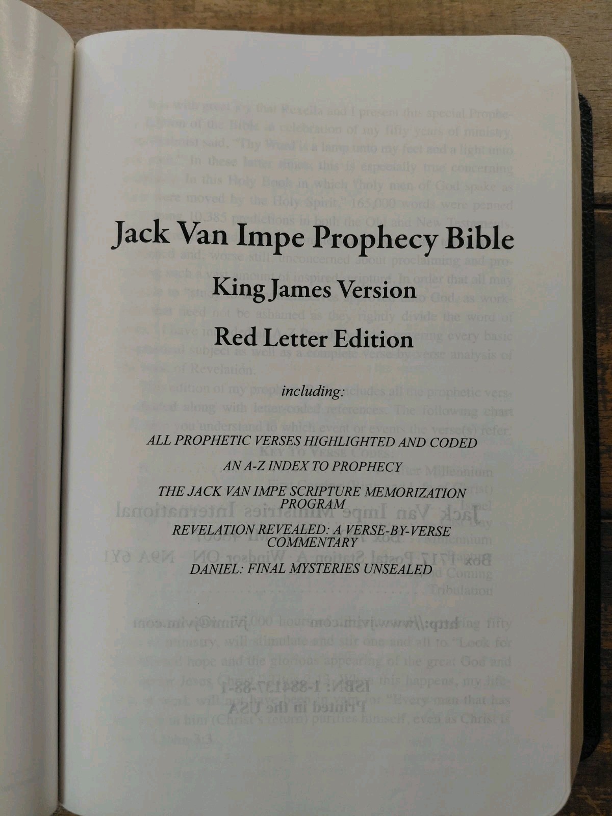 Jack Van Impe Prophecy Bible Special Limited Edition Red Letter KJV