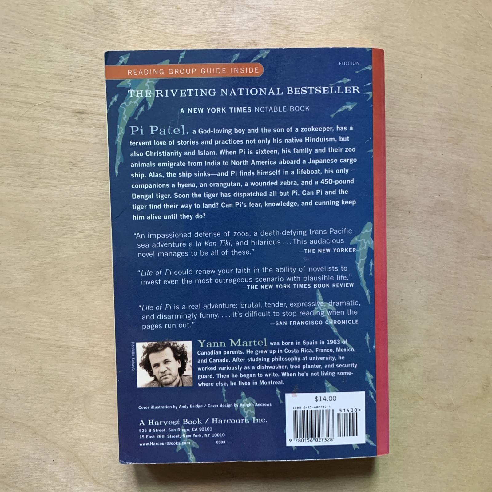 Life of Pi; A Novel -By Yann Martel 2001 First U.S Edition Man Booker Prize Book