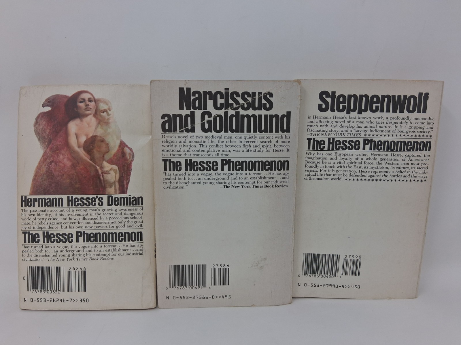 HERMANN HESSE 3 VINTAGE PB BOOKS: DEMIAN, STEPPENWOLF, NARCISSUS GOLDMUND BANTAM