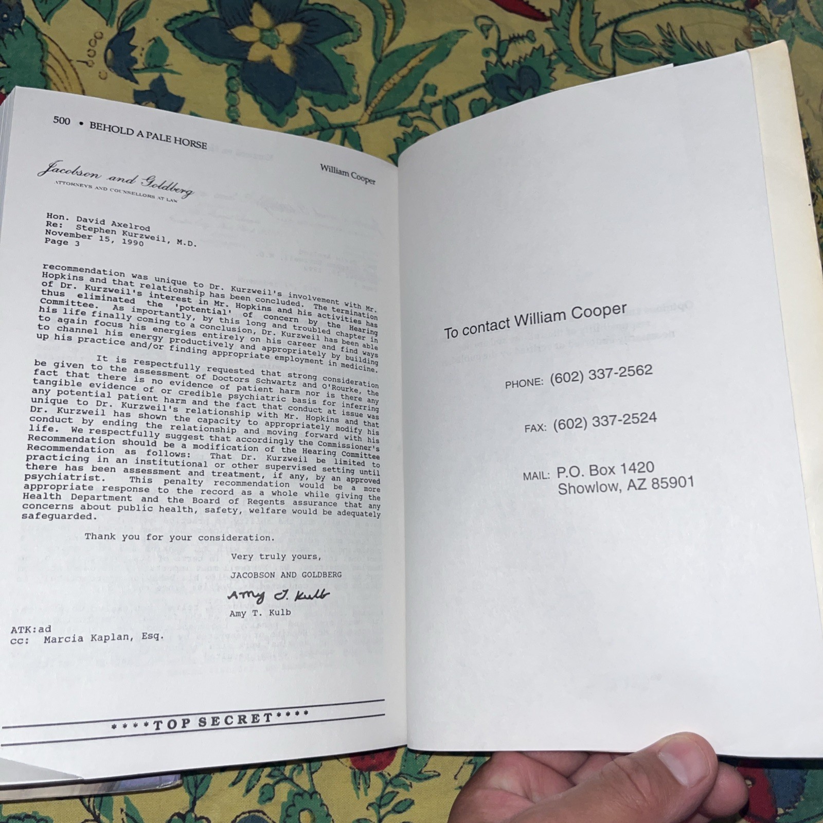 Behold Pale Horse William Cooper 1991 Protocol Zion CFR RARE Glossy Unrevised