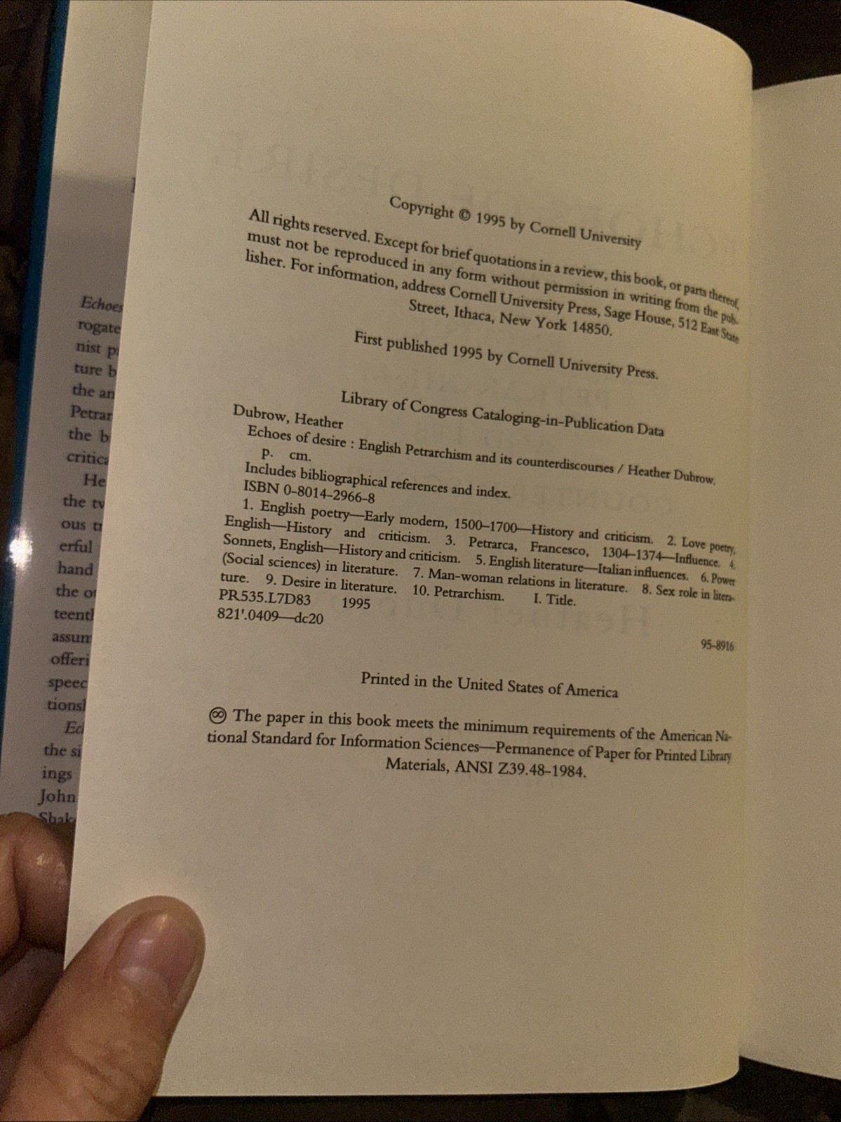 Echoes of Desire by Professor Dubrow, Heather: New