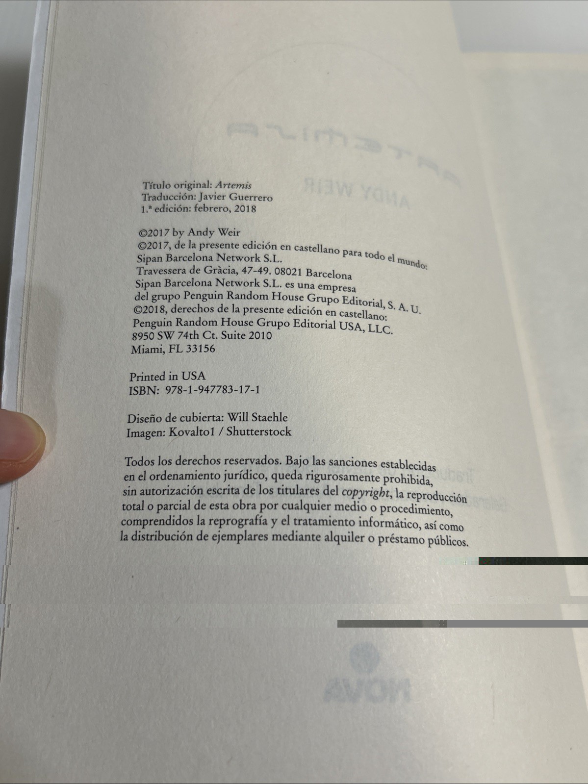 Artemis Andy Weir Spanish Edition PB 2018 Ciencia Ficcion El Marciano