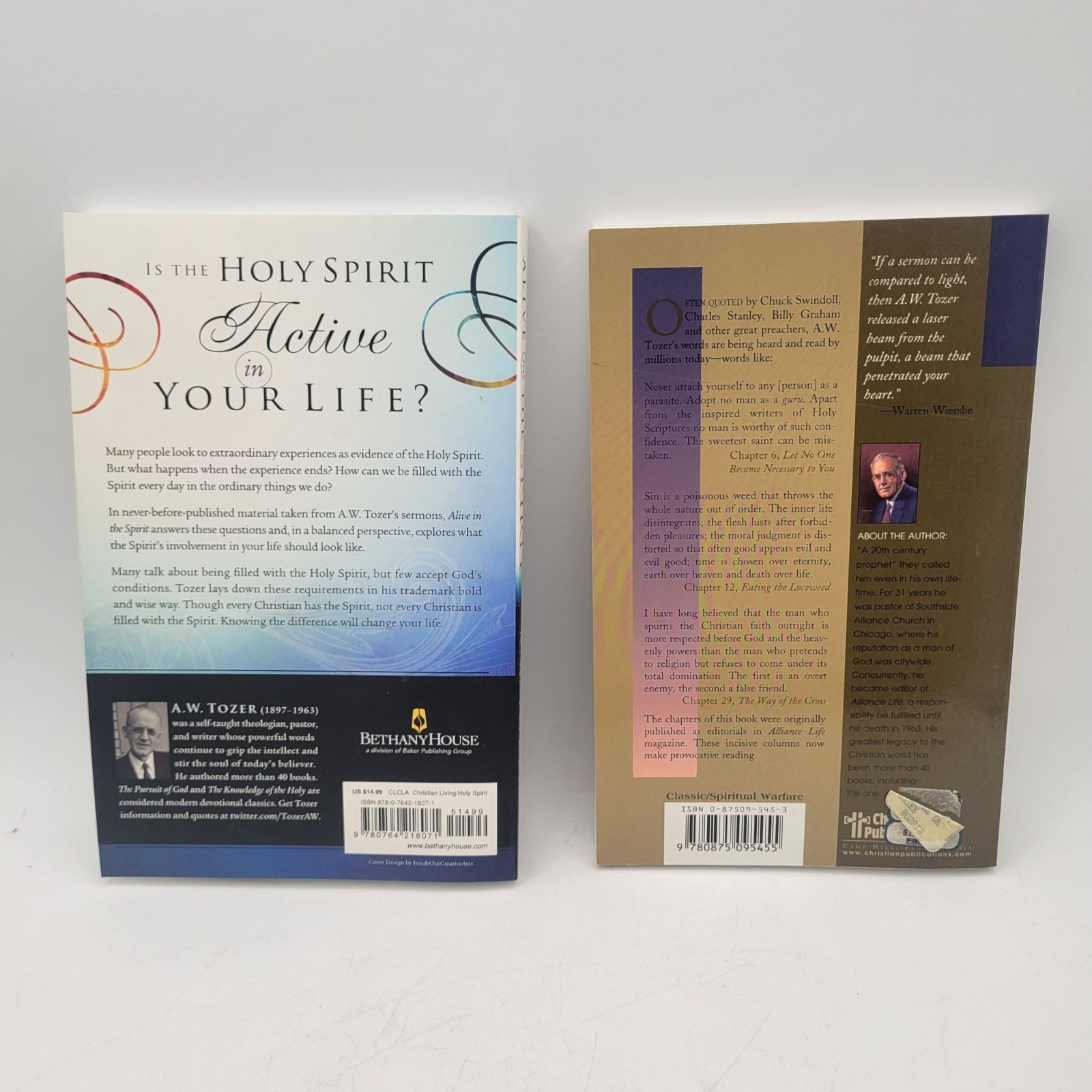A.W. Tozer Book Lot – Warfare of the Spirit & Alive in Spirit – BK308