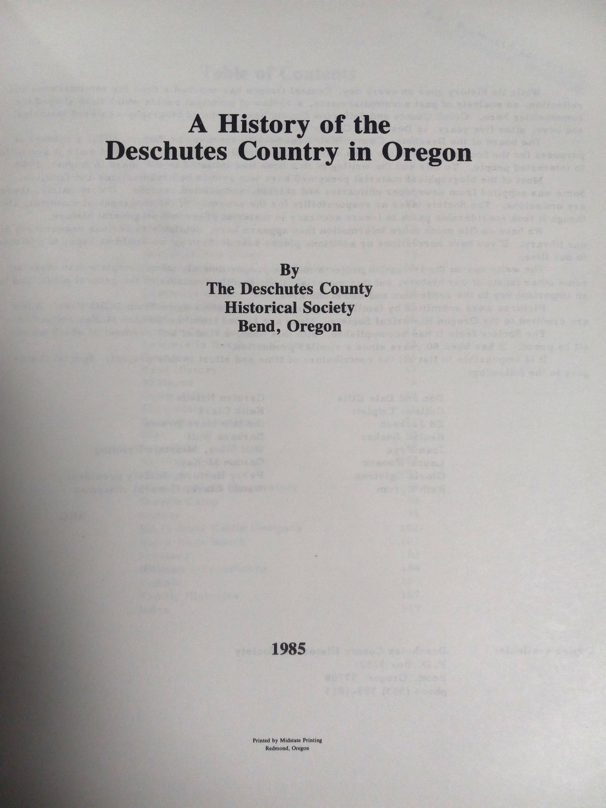 Vintage History Of The Deschutes Country In Oregon 1985 Illustrated Hardcover