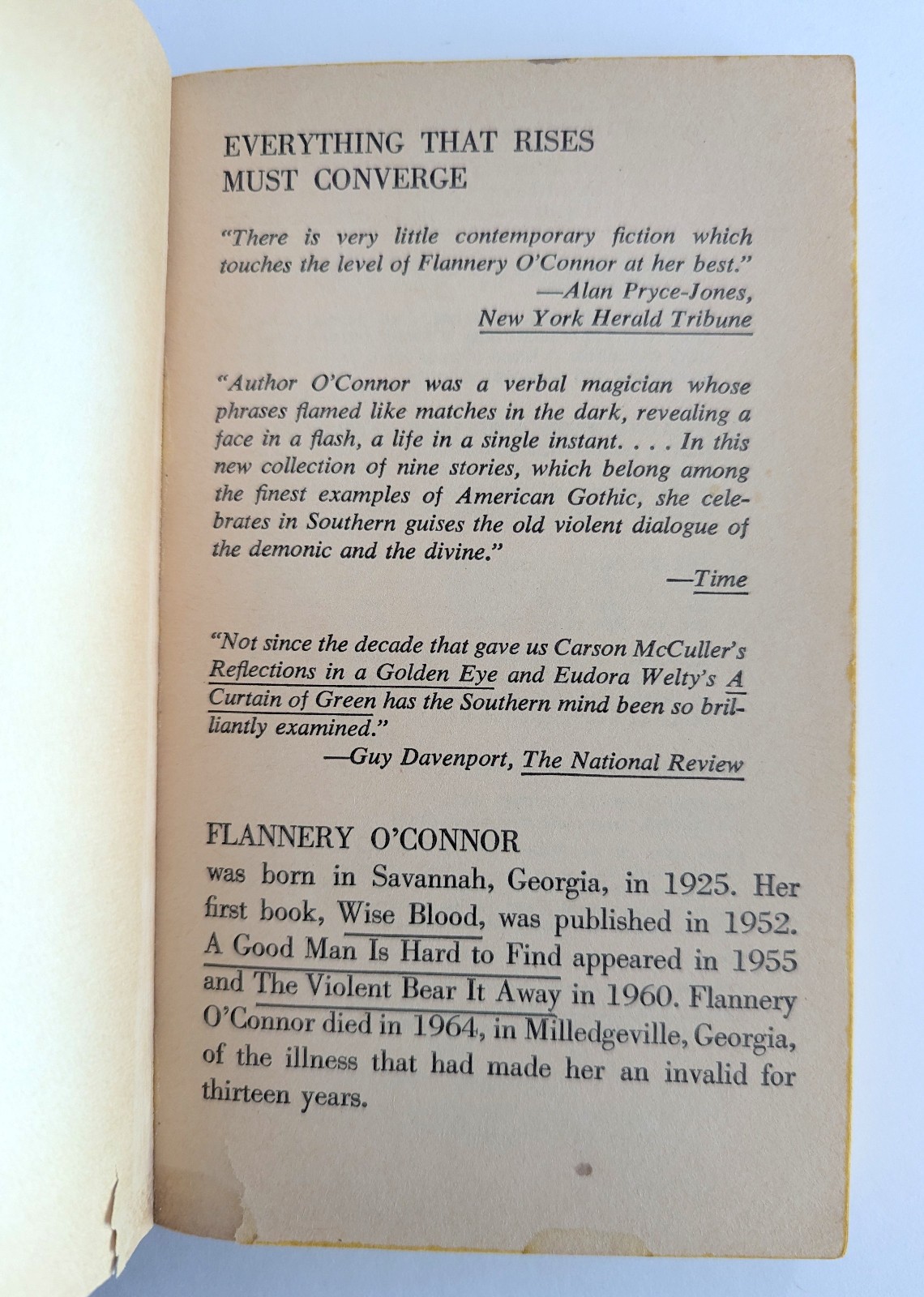 2 Flannery O’Connor, Everything That Rises Must Converge (1967), Gooch biography