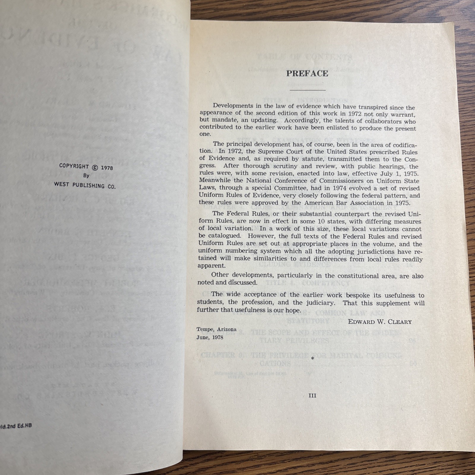 McCormick on Evidence Hardcover Edward Cleary 1972 Edition With Updated Revision