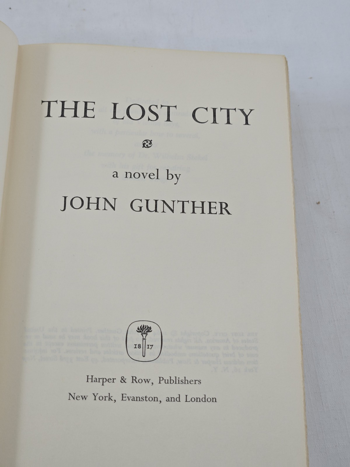 The Lost City by John Gunther 1964 Harper & Row Hardcover Book Club Edition