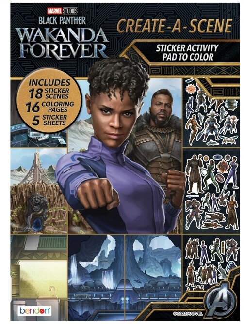 Marvel Black Panther Wakanda Forever Create a Scene Sticker Pad, 32 Pages,