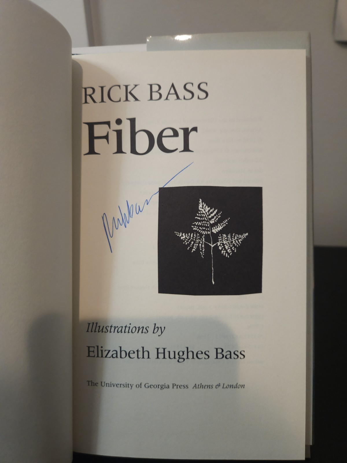 SIGNED Fiber by Rick Bass (1998, Hardcover) 1st Edition Environmental Essays