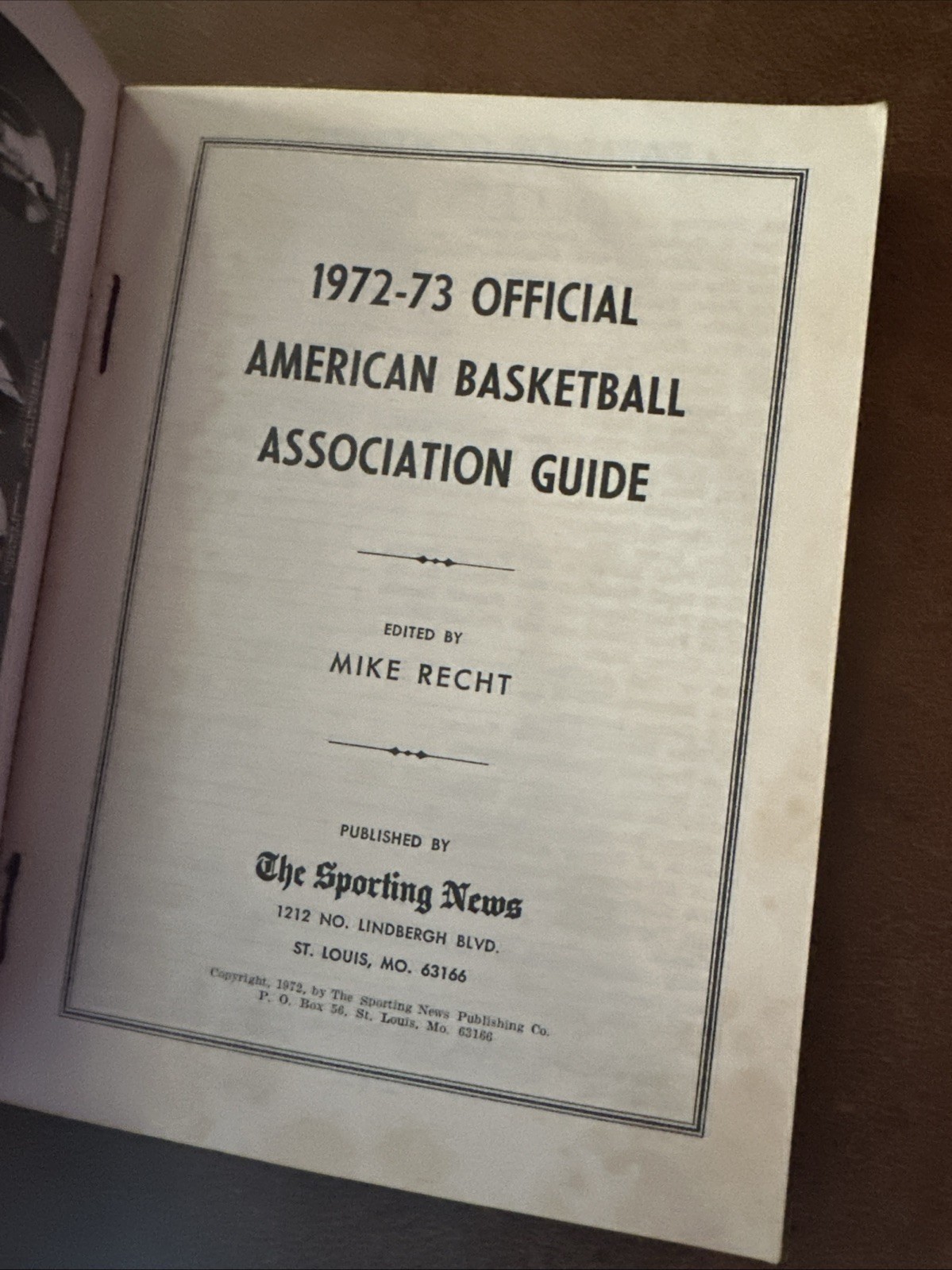 1972-73 ABA Guide The Sporting News PB