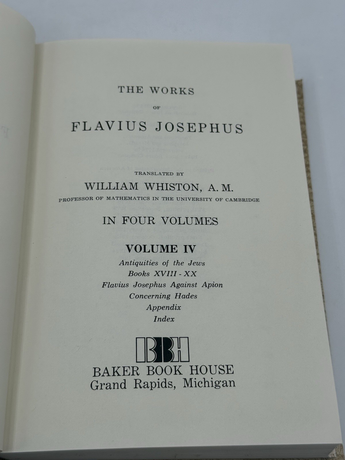 Works of Josephus Volume 4 Baker Book House 1985 Hardcover Very Good Condition