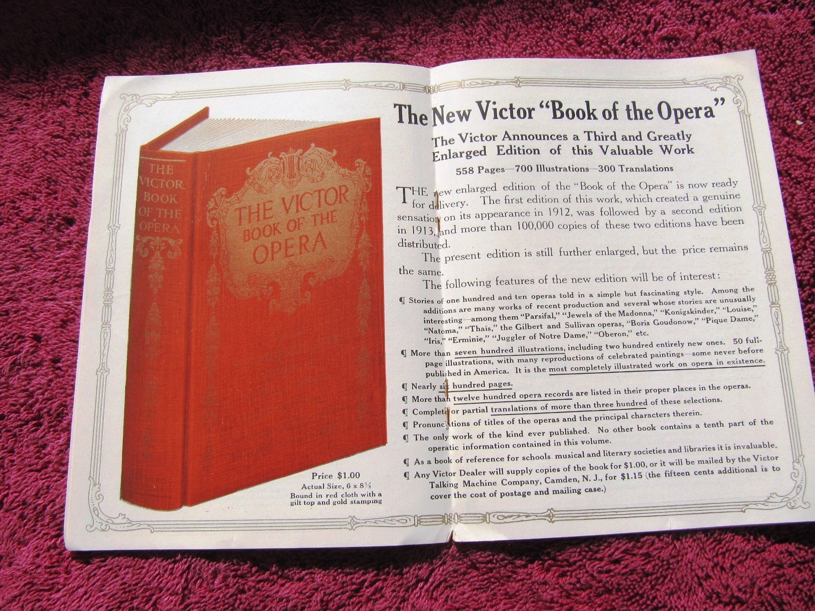VICTOR BOOK OF THE OPERA Debut New RECORDS DEC 1915 Supplement Victrola CATALOG