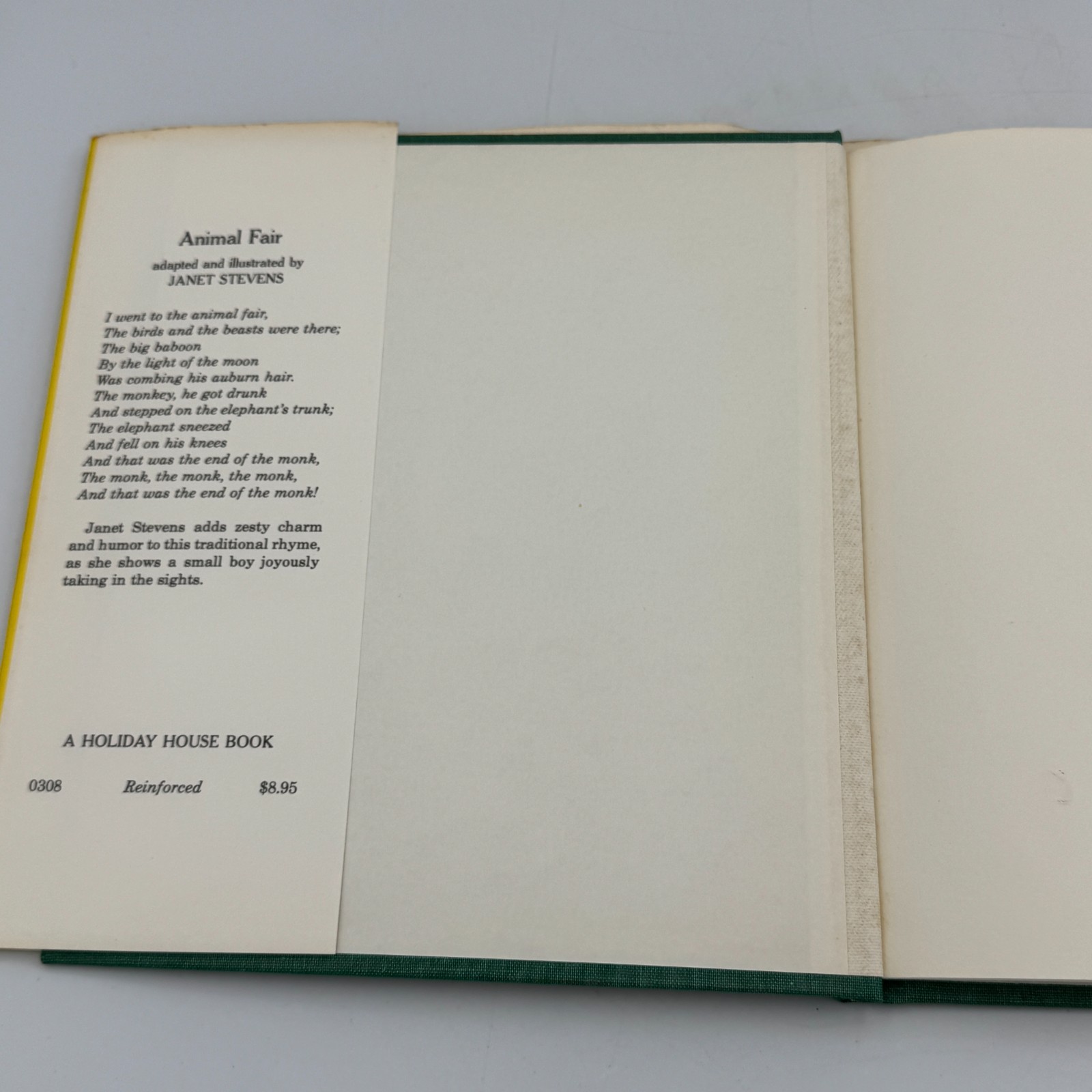 Animal Fair by Janet Stevens Signed First Edition 1981 HCDJ Childrens Book