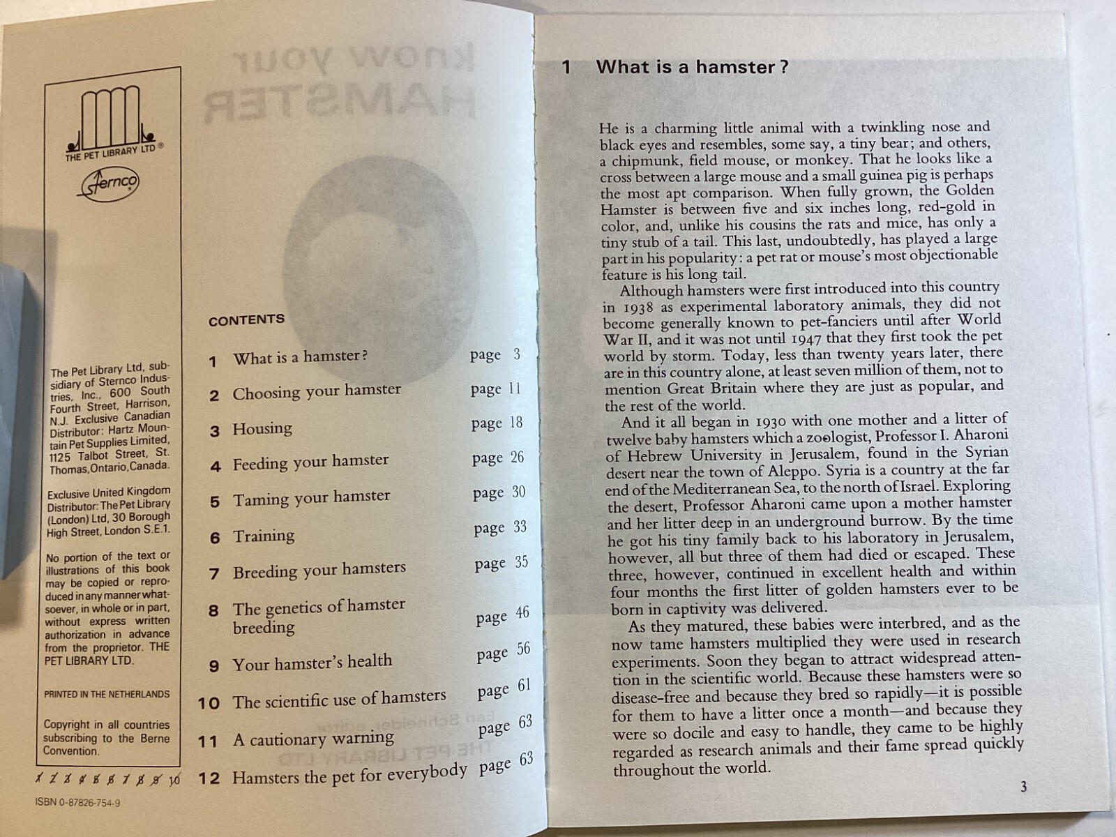 Know Your Hamster – Earl Schneider – 64 Pages -Pet Library No 754 -Free Shipping