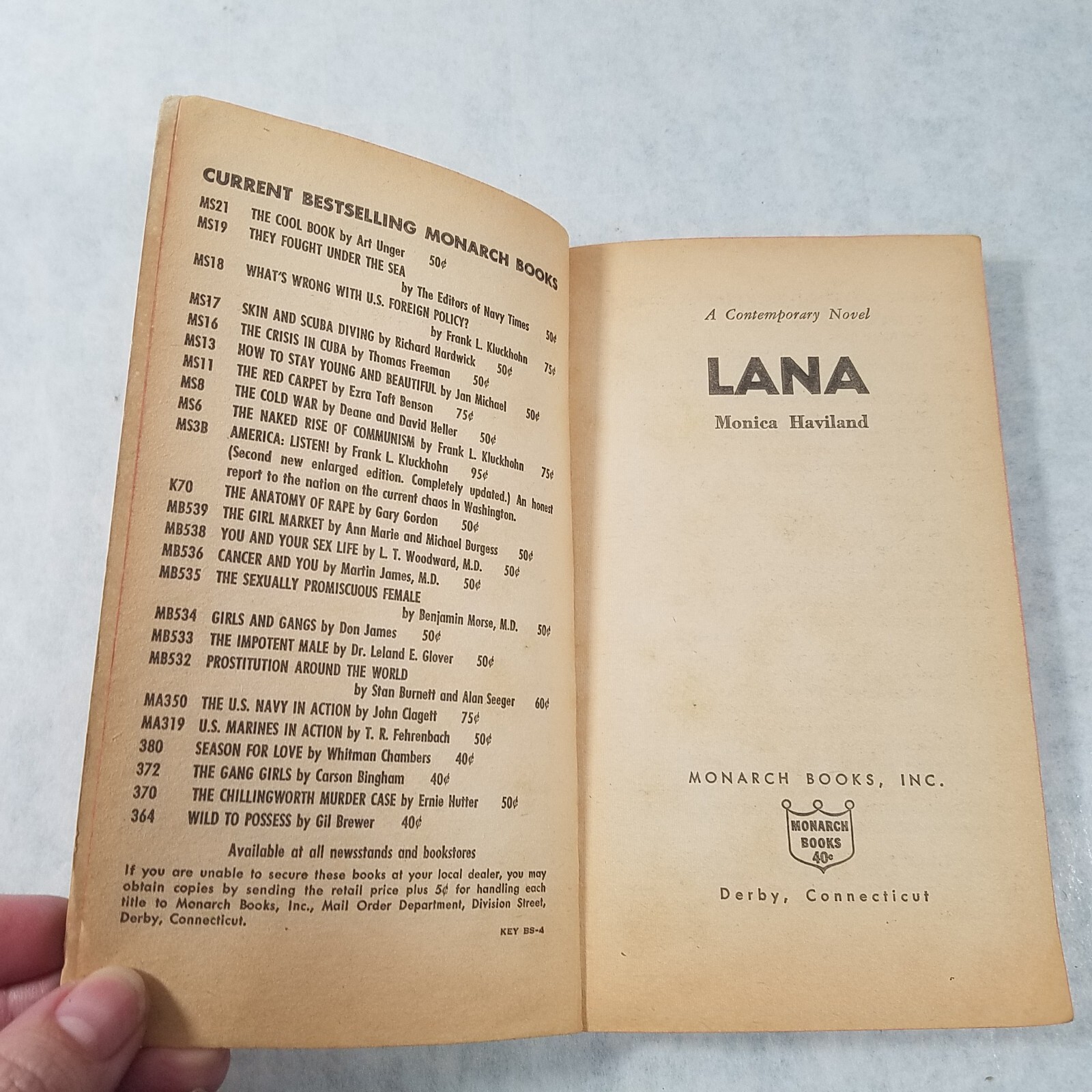 LANA – 1963 Vintage Paperback by Monica Haviland – Monarch #373