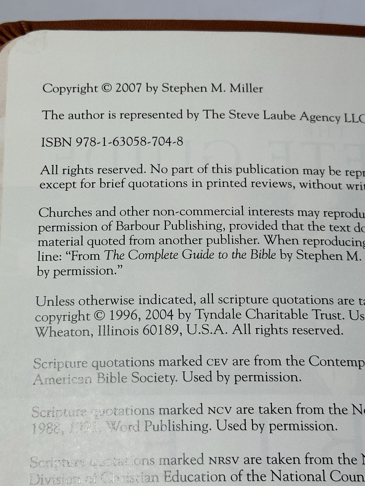 The Complete Guide to the Bible By Stephen M. Miller Limited Edition Brown PB!!
