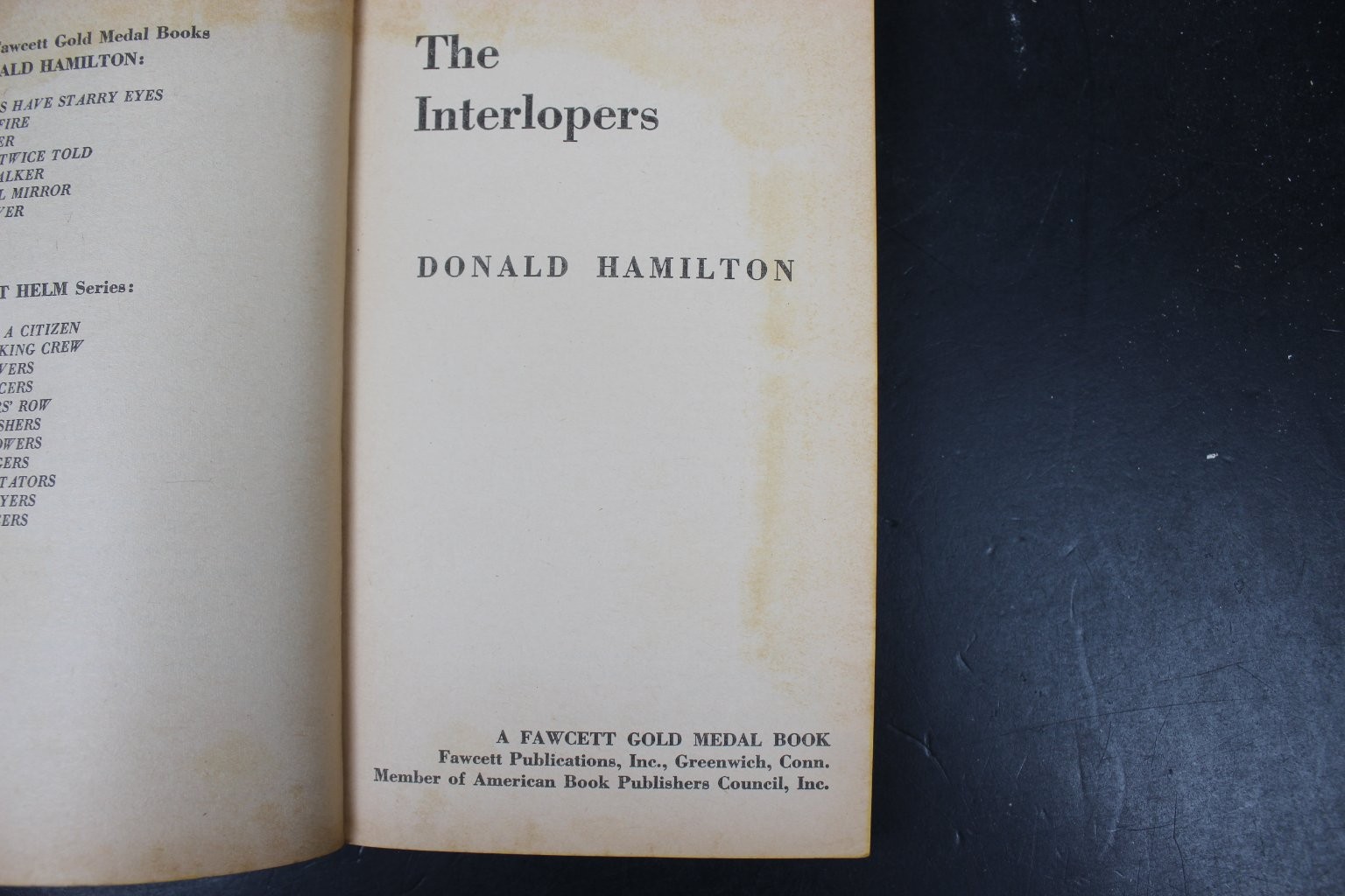 The Interlopers Donald Hamilton 1969 Matt Helm Adventure Spy Thriller Fawcett PB