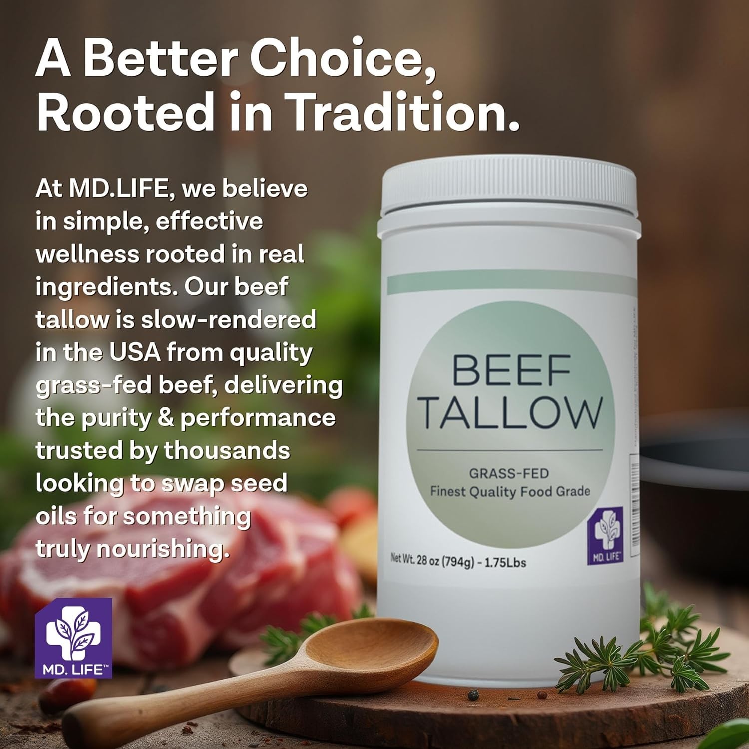 28oz Keto Friendly Beef Tallow – Grass Fed Cooking Oil for Health and Wellness