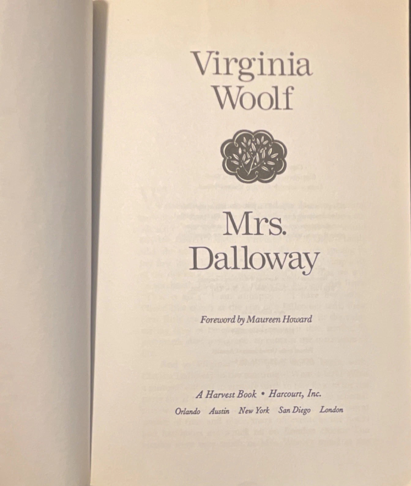Virginia Woolf Mrs. Dalloway Virginia Woolf Library Auth Ed TPB 1990