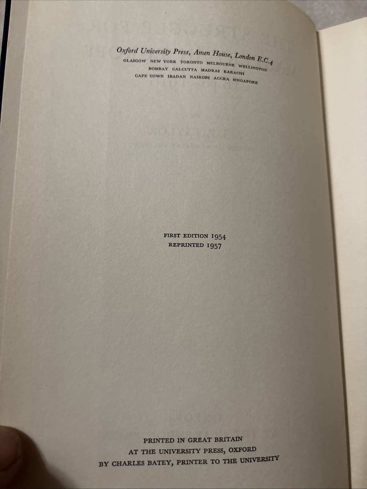 The Struggle for Mastery in Europe 1848-1918 by A.J.P. Taylor 1957 Hardcover