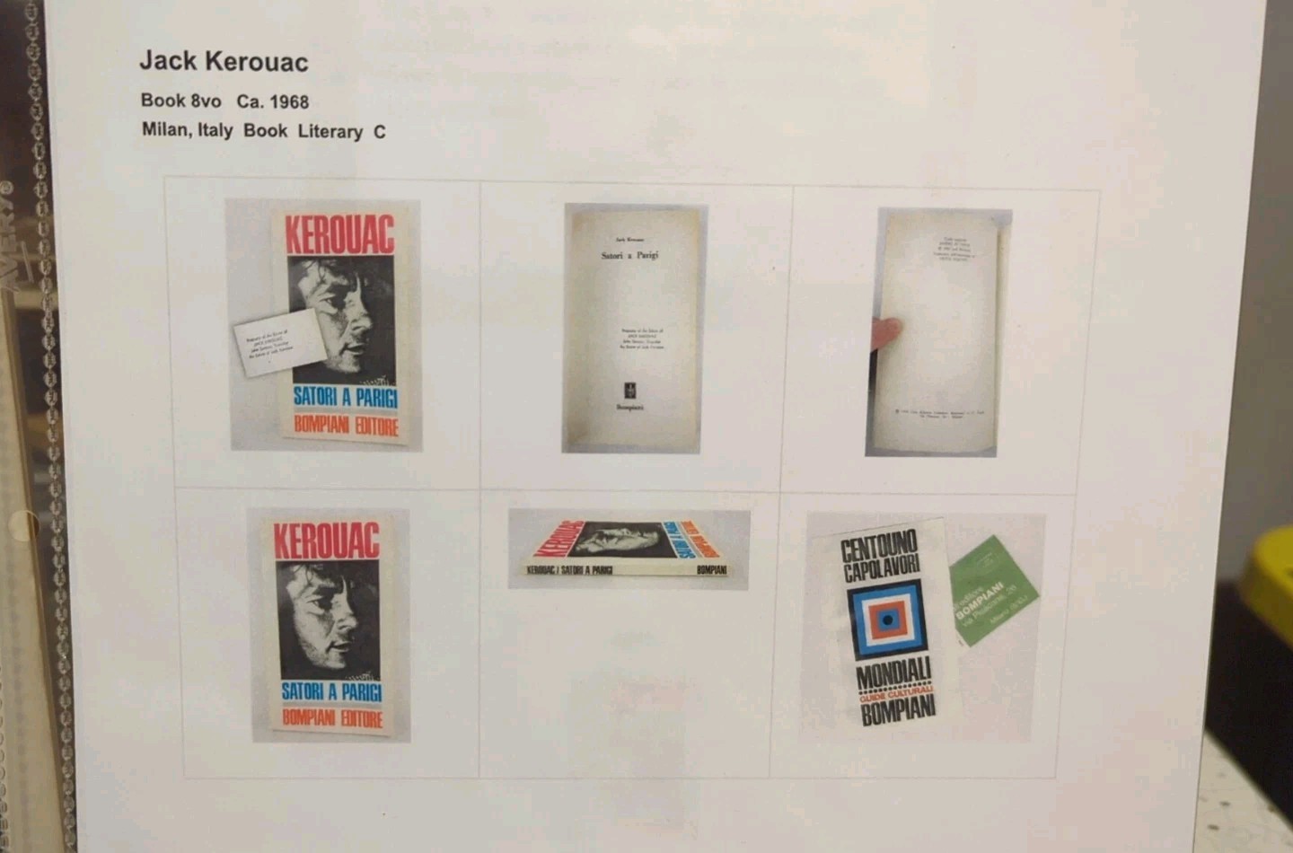 Jack Kerouac Satori In Paris Italian Edition 1968 Kerouac’s Personal Copy w/COA