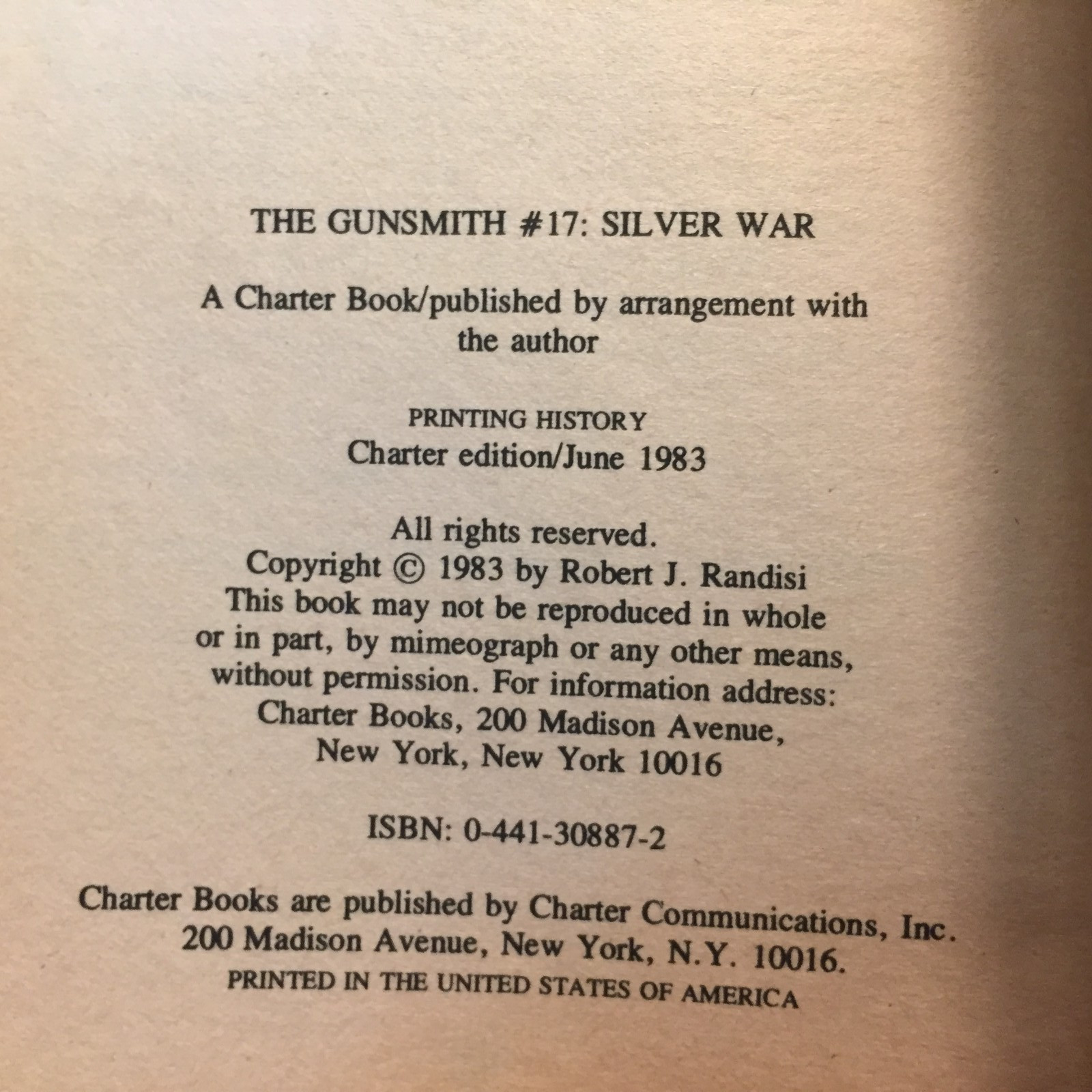 Silver War J. R. Roberts 1983 Charter Books Nevada Silver Boomtowns Western Book