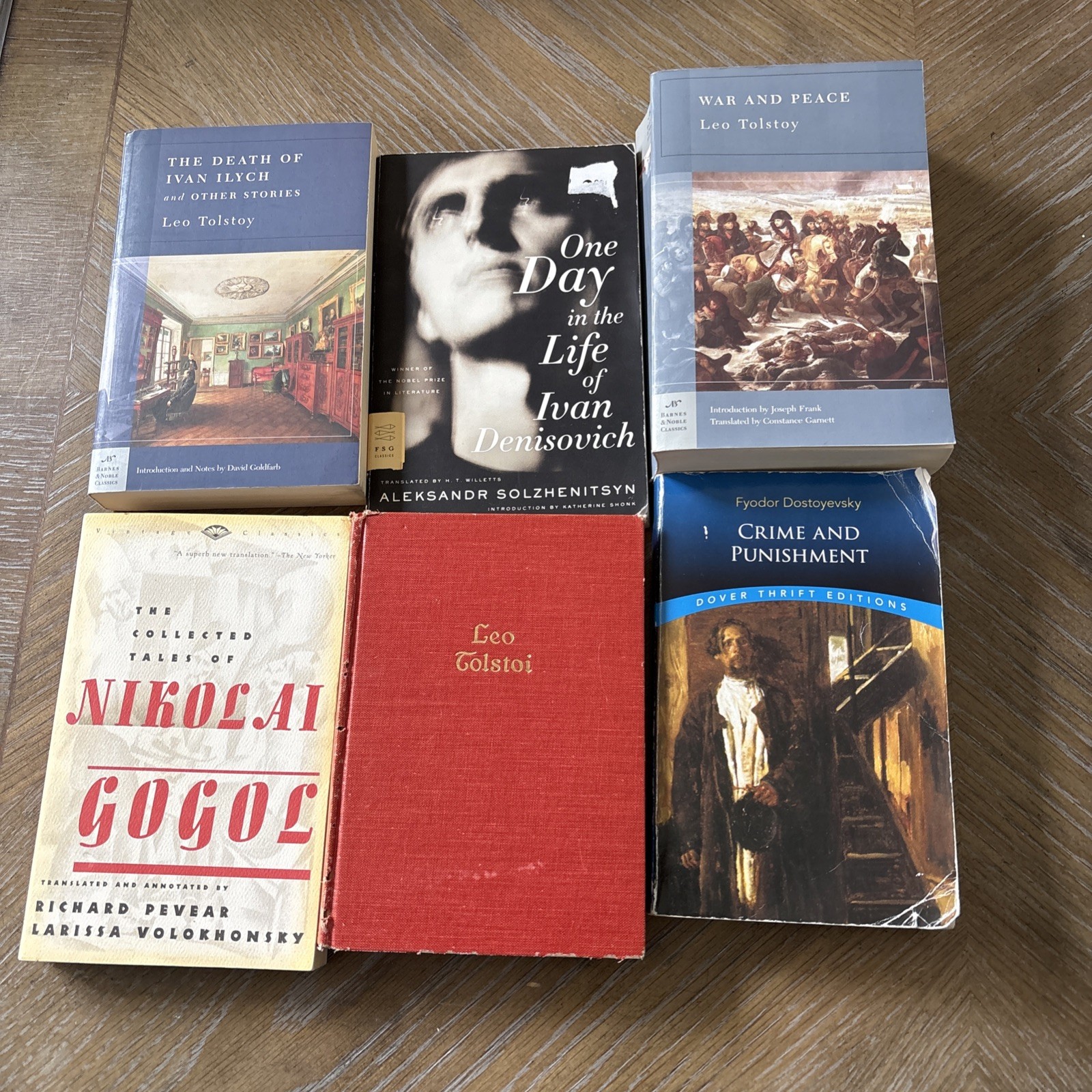 Lot of 6 Russian Book Crime and Punishment Fyodor Dostoyevsky Leo Tolstoy