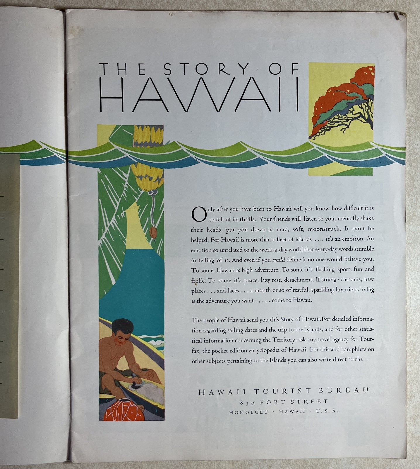 1935 The Story of Hawaii Paperback by Hawaii Tourism-Color Pictoral Maps