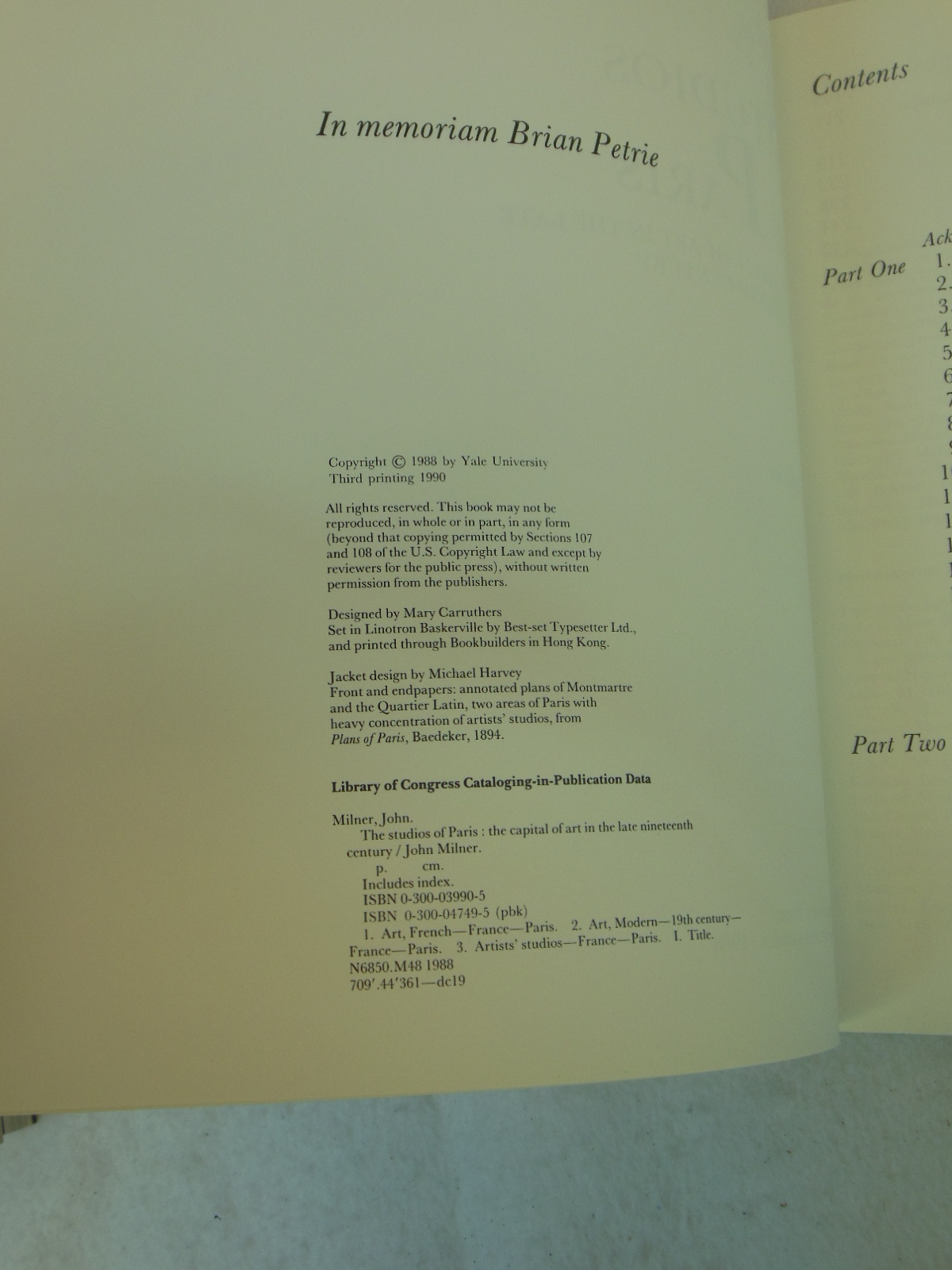 John Milner THE STUDIOS OF PARIS Yale University Press 1990
