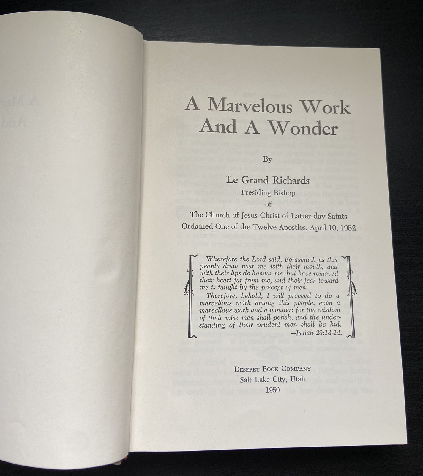 A Marvelous Work and a Wonder by LeGrand Richards (Hardcover)