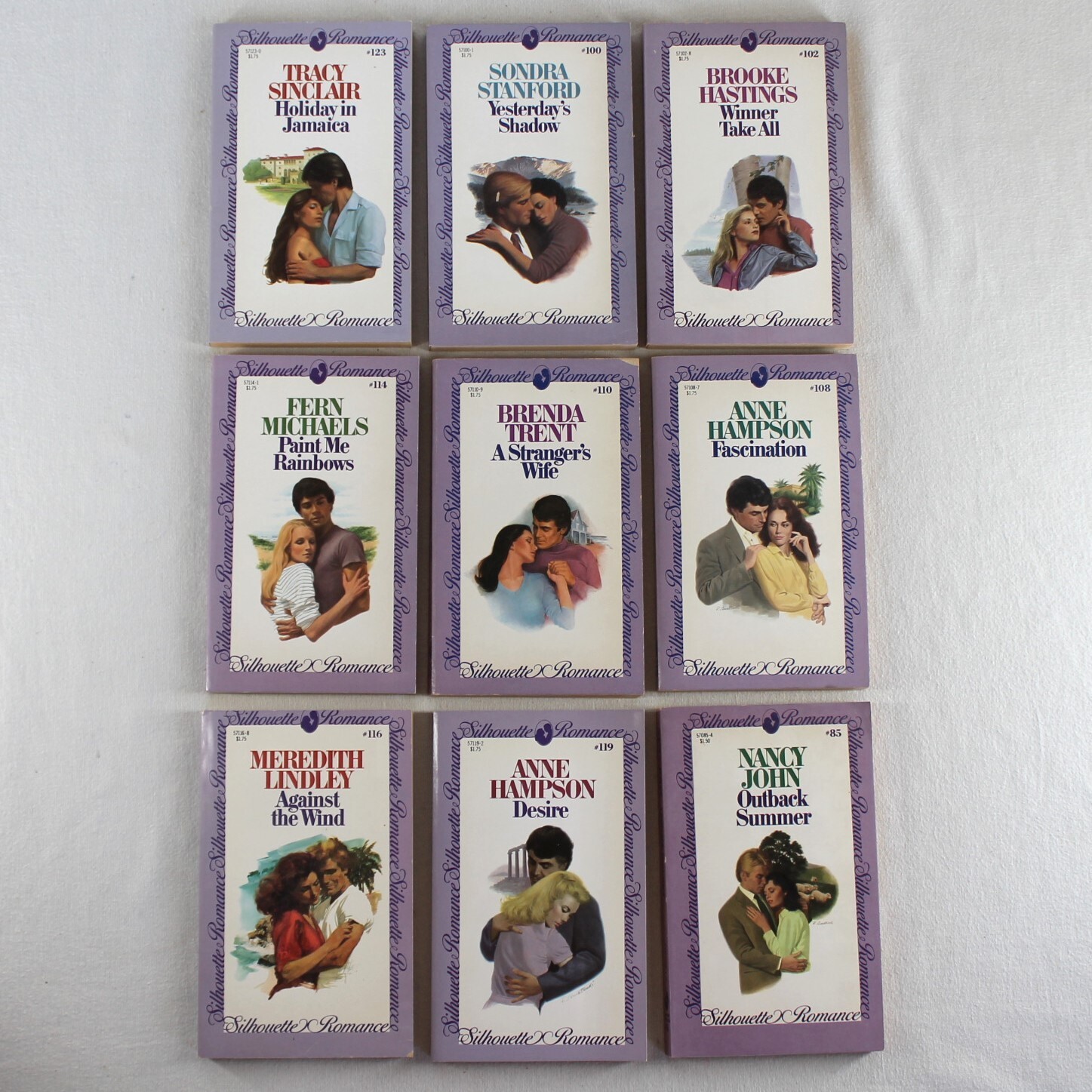 Silhouette Romance Novels Lot of 35 Books Vintage 1981 Purple Cover