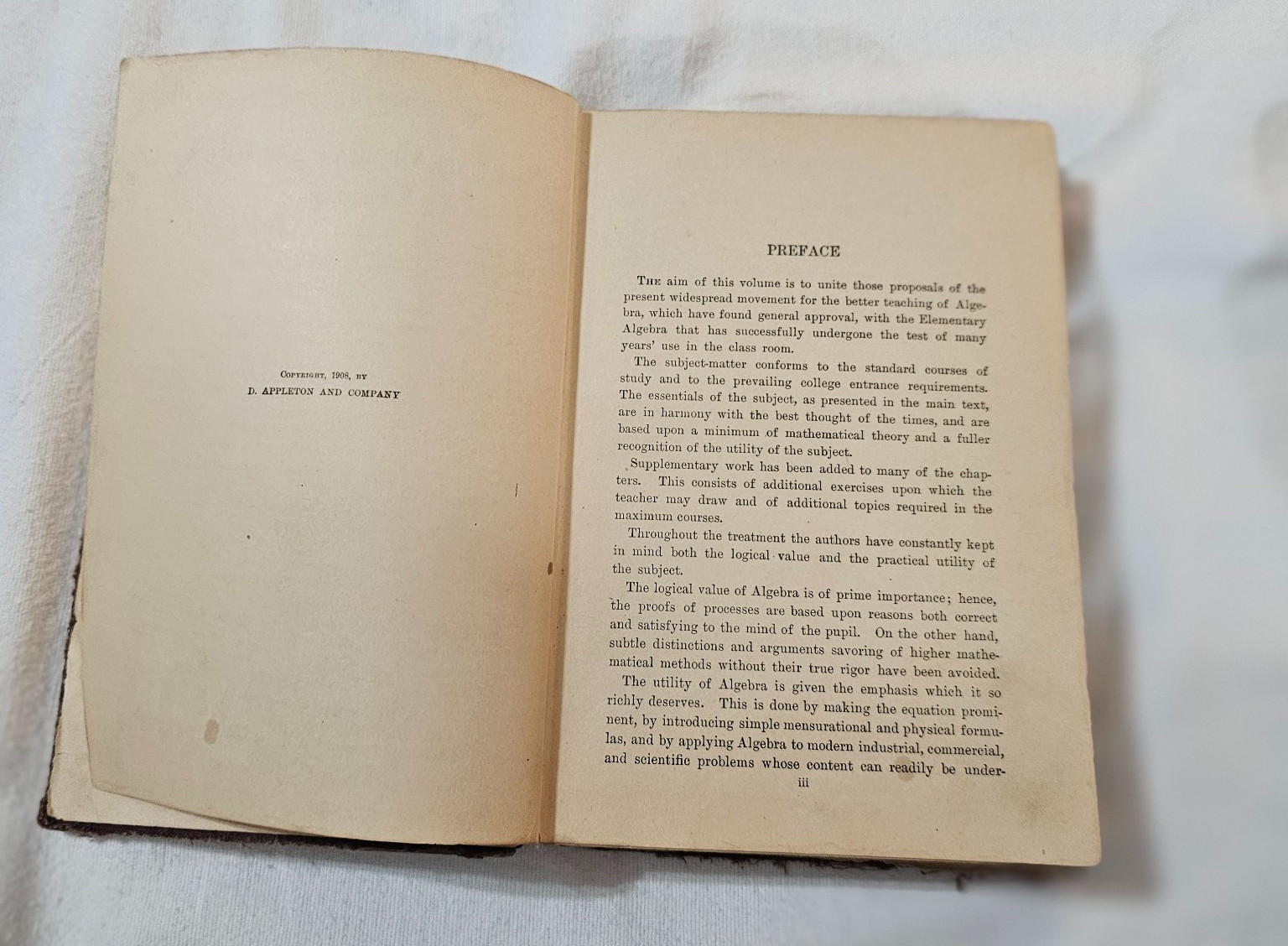 1908 Elementary Algebra Textbook Young & Jackson D. Appleton Antique Math