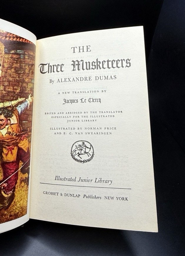 VTG The Three Musketeers BY Alexandre Dumas 1975 Illustrated Junior Library HB