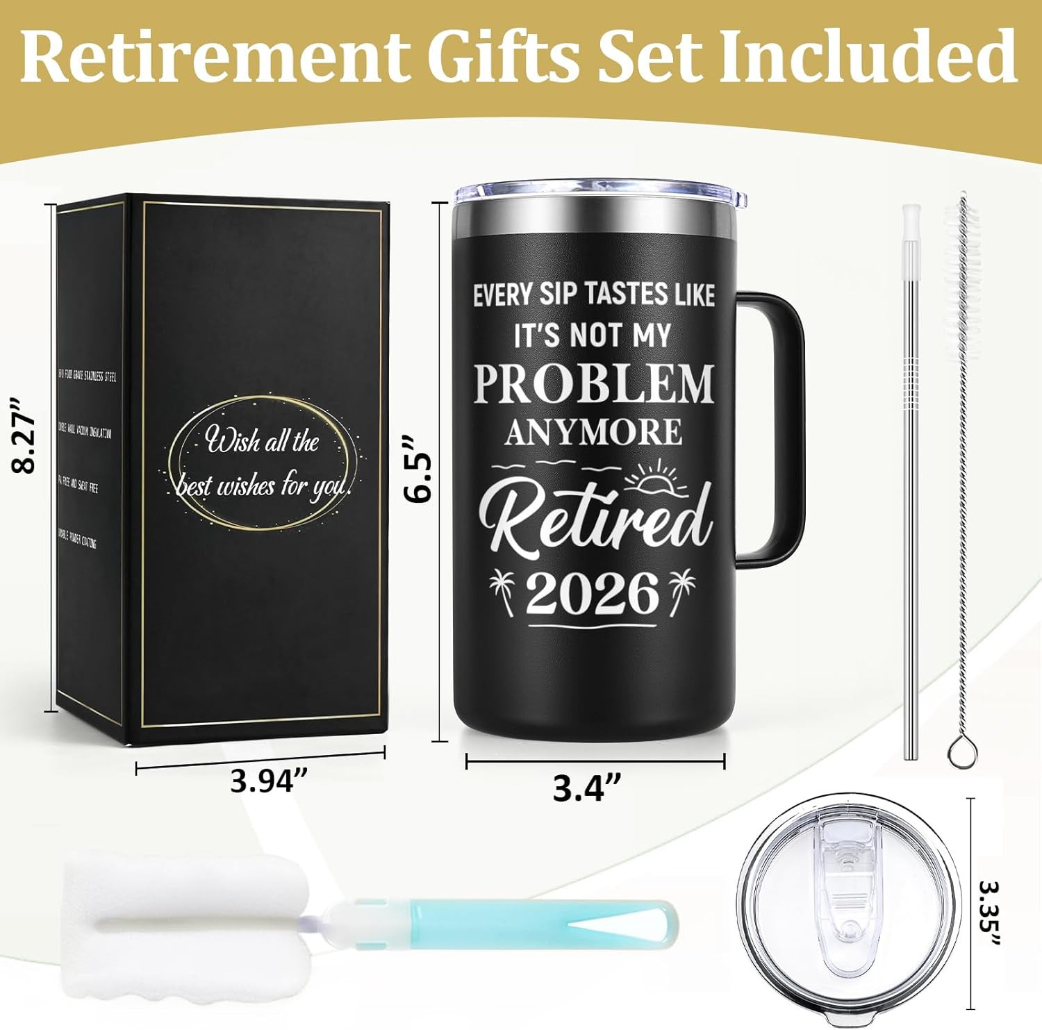 Retirement Gifts for Men, Every Sip Tastes like It’S Not My Problem Anymore 20Oz