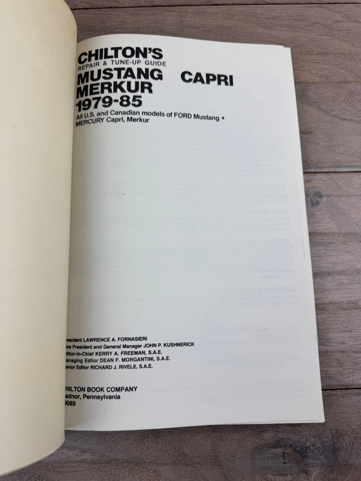 Chilton’s Repair Manual Mustang Merkur Capri 1979-85 Service Guide Book