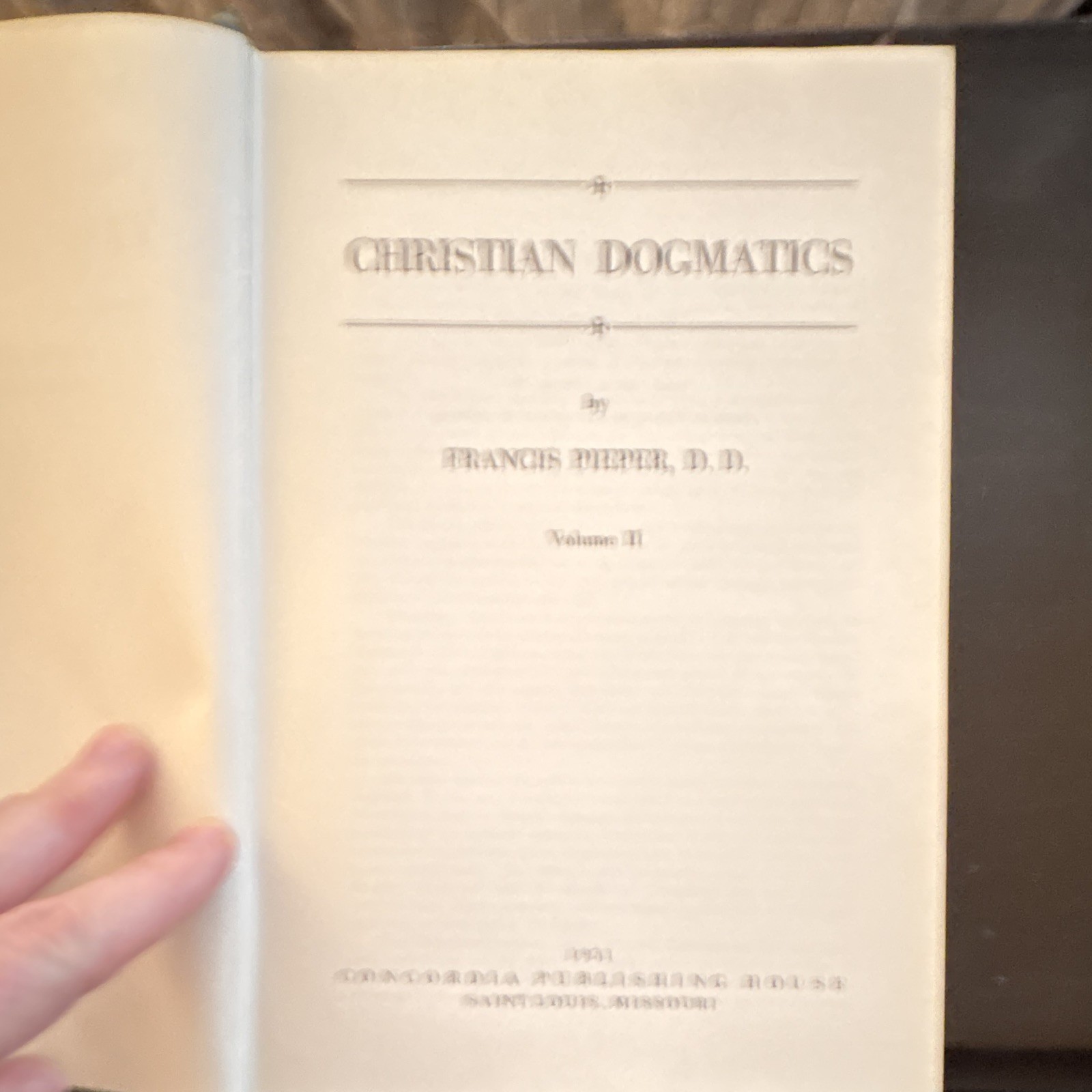 Francis Pieper Christian Dogmatics Vol 1-3 HC Concordia 1950s Ex Libris