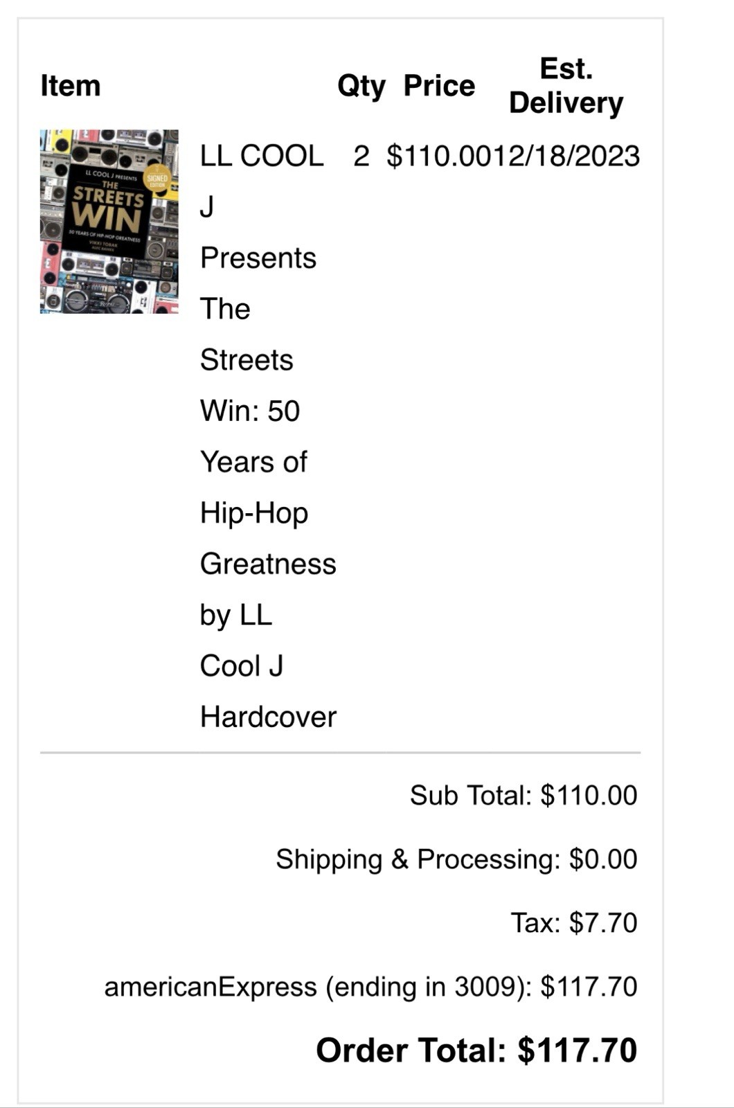 ✅🔥LL Cool J – The Streets Win 50 Years of Hip-Hop Greatness Book – *SIGNED*