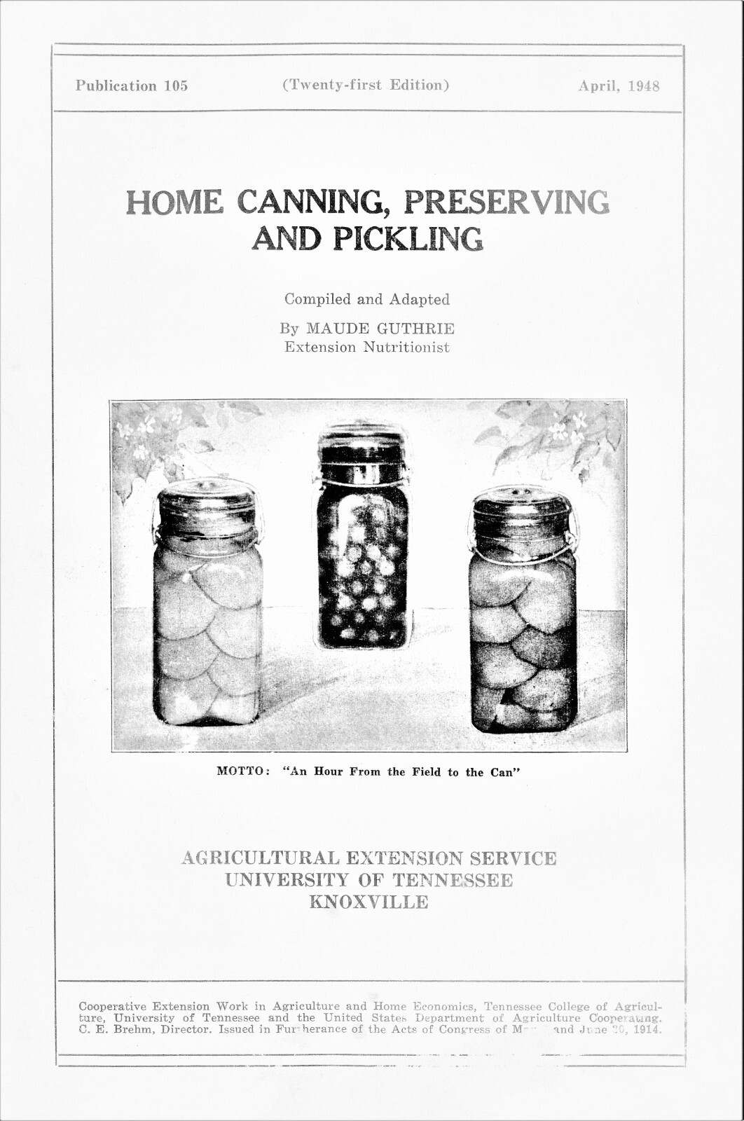 1948 Home Canning Preserving & Pickling Old Timey Recipe Book Homesteading 4H