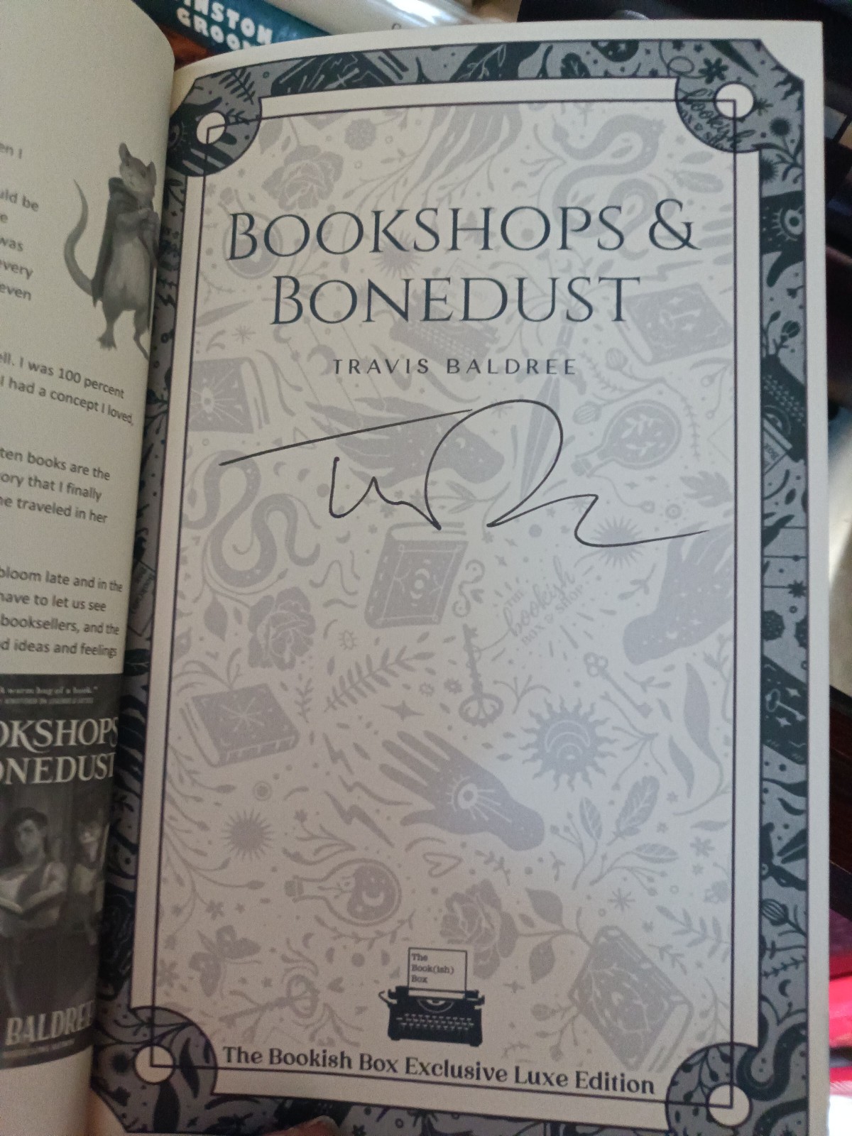 Bookshops & Bonedust_Travis Baldree_HCDJ_1st Edition_SIGNED_Bookish Box_VeryGood