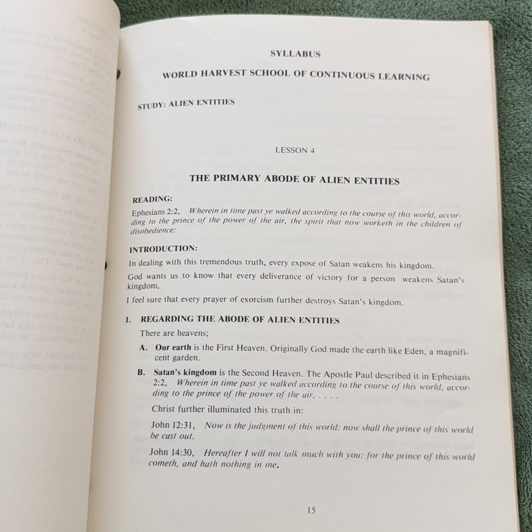 Alien Entities by Dr. Lester Sumrall World Harvest Syllabus 1983 LESEA