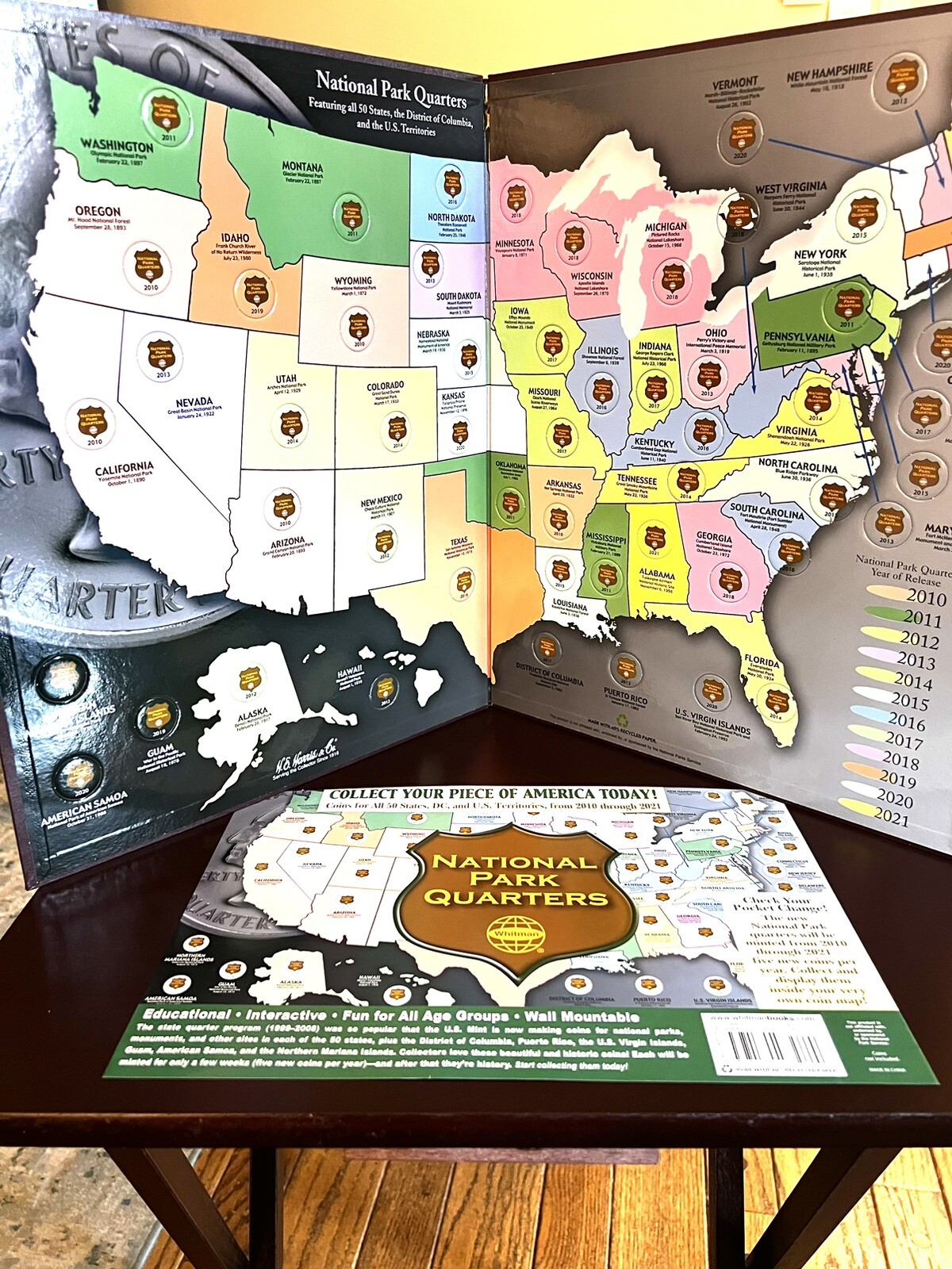 National Park Quarter Collector’s Map-Whitman Publishing-Quarters Not Included*