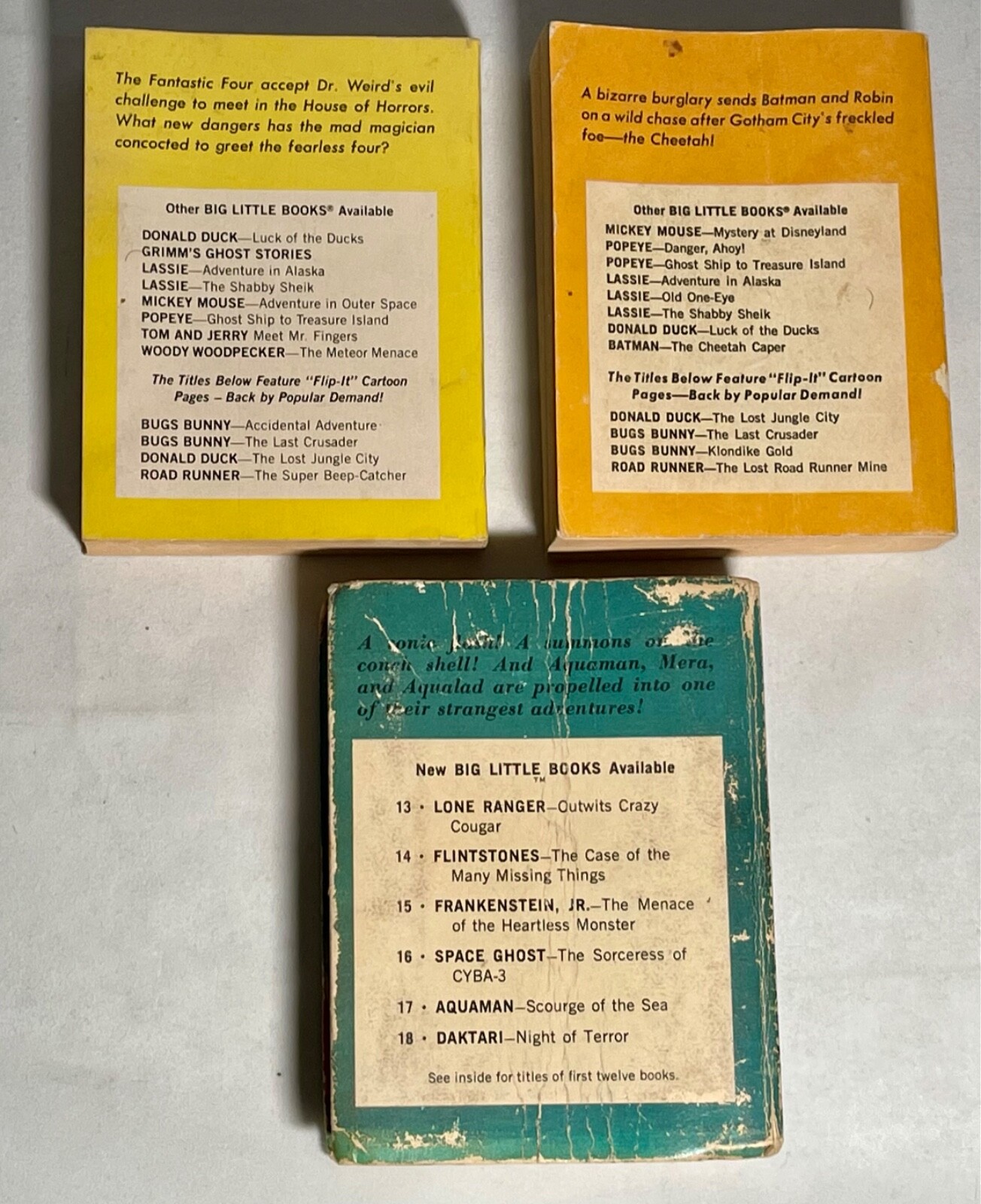 Big Little Book Whitman Aquaman, Batman and Fantastic Four Lot of 3 Books used