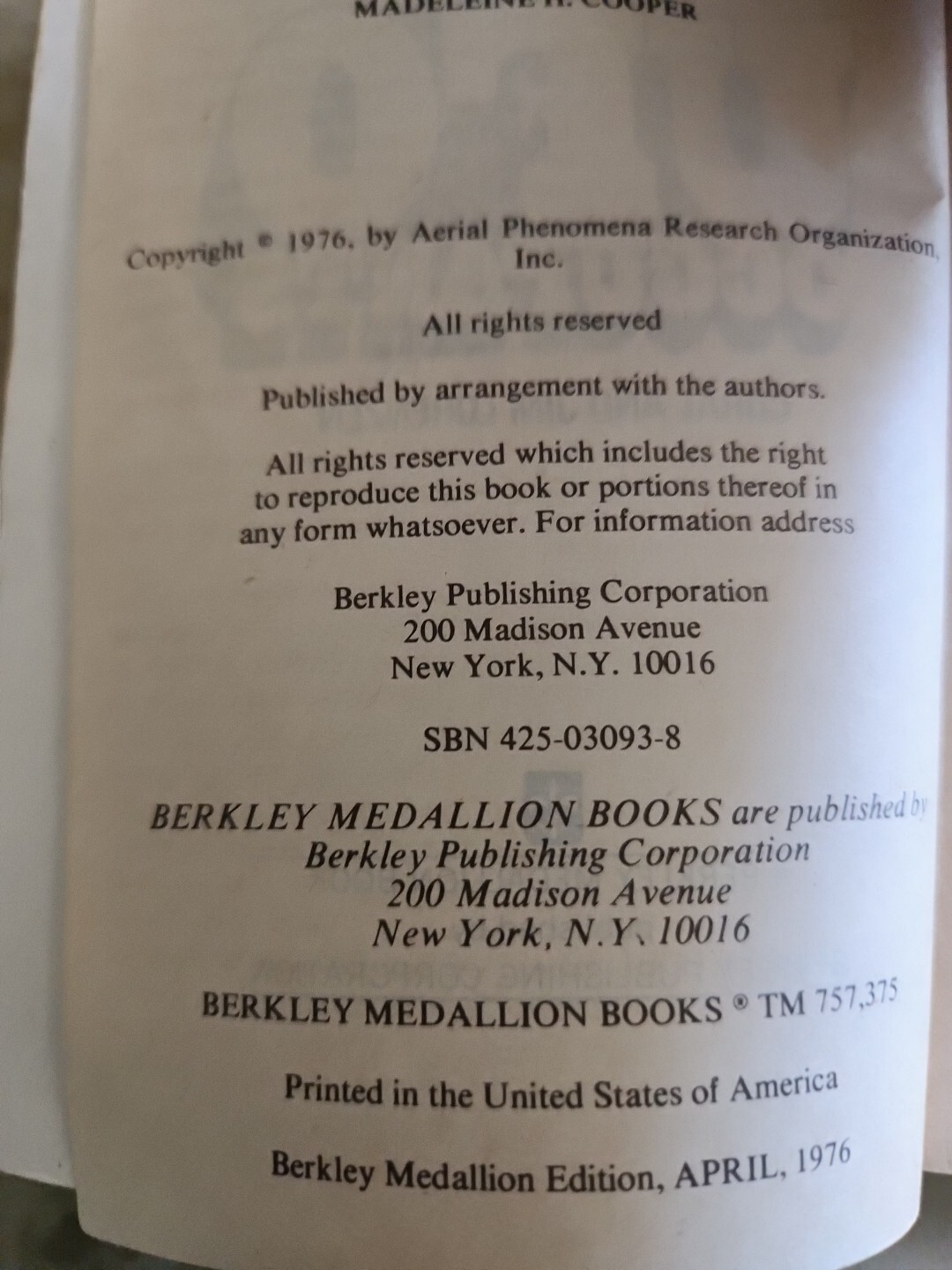 Encounters with UFO occupants (A Berkley medallion book) 1976 1st Thus