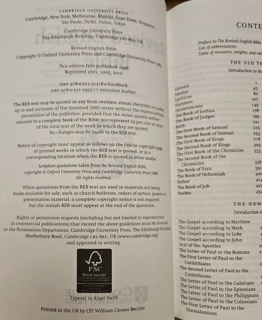 REB Revised English Bible Standard Text Edition Gray Leather RE532:T Cambridge