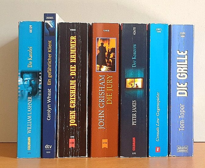 BUCHPAKET+KRIMI+THRILLER+7 BÜCHER+TOM TOPOR+PETER JAMES+TB+BUNDLE