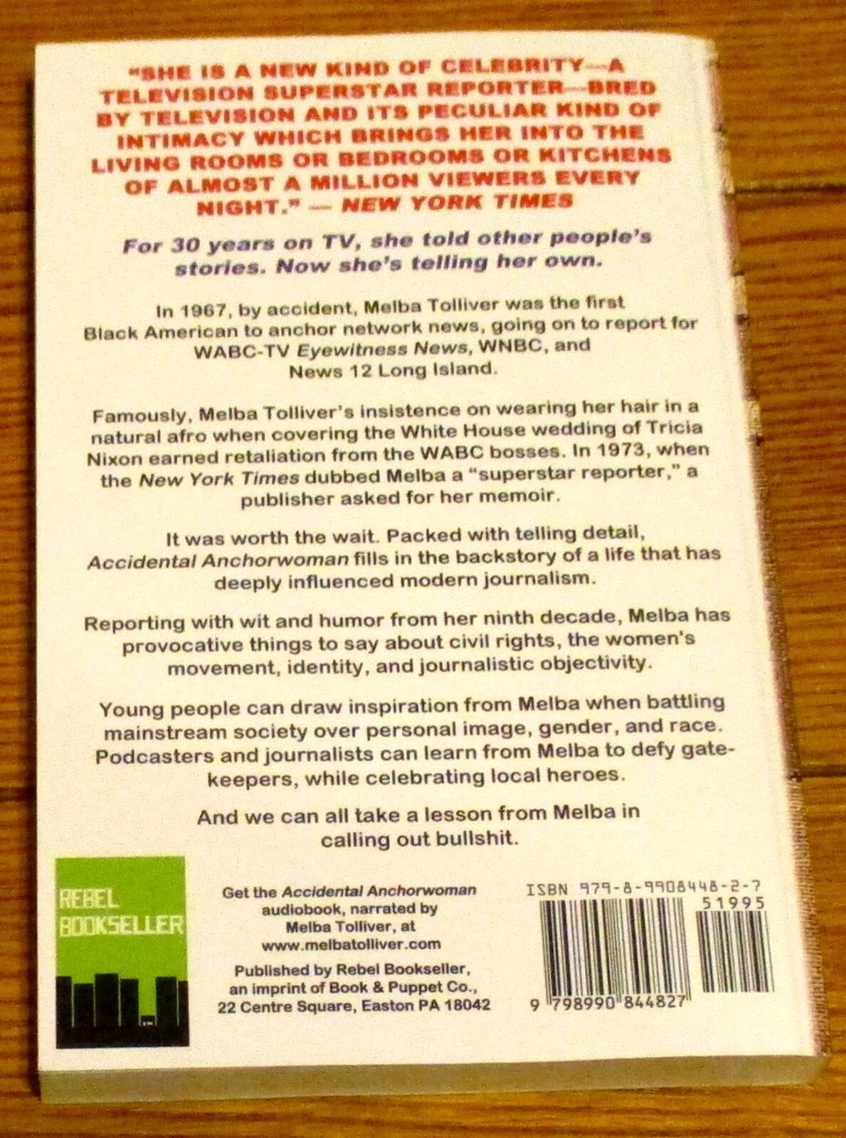 2024 Accidental Anchorwoman by Melba Tolliver SIGNED Softcover Book 276 Pages