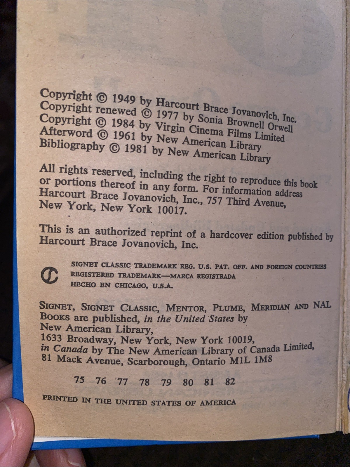 GEORGE ORWELL 1984 Hardcover PERMA BOUND HC Book (c)1961 Signet 1984 Ex Library